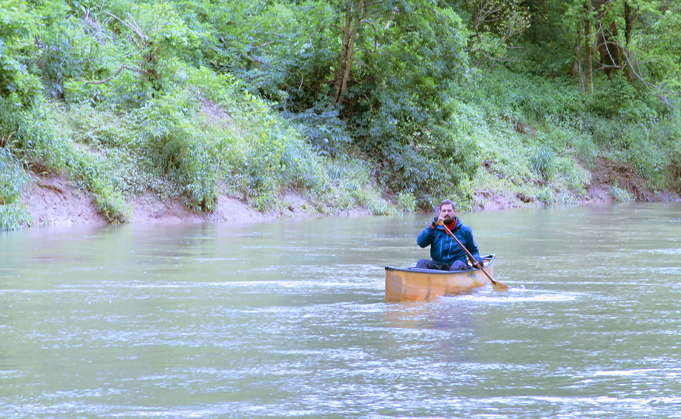 Waterford, pictured here paddling a canoe on on the Blue River in southern Indiana, says getting on the water doesn't have to be an expensive or extensive process. | Photo by Limestone Post