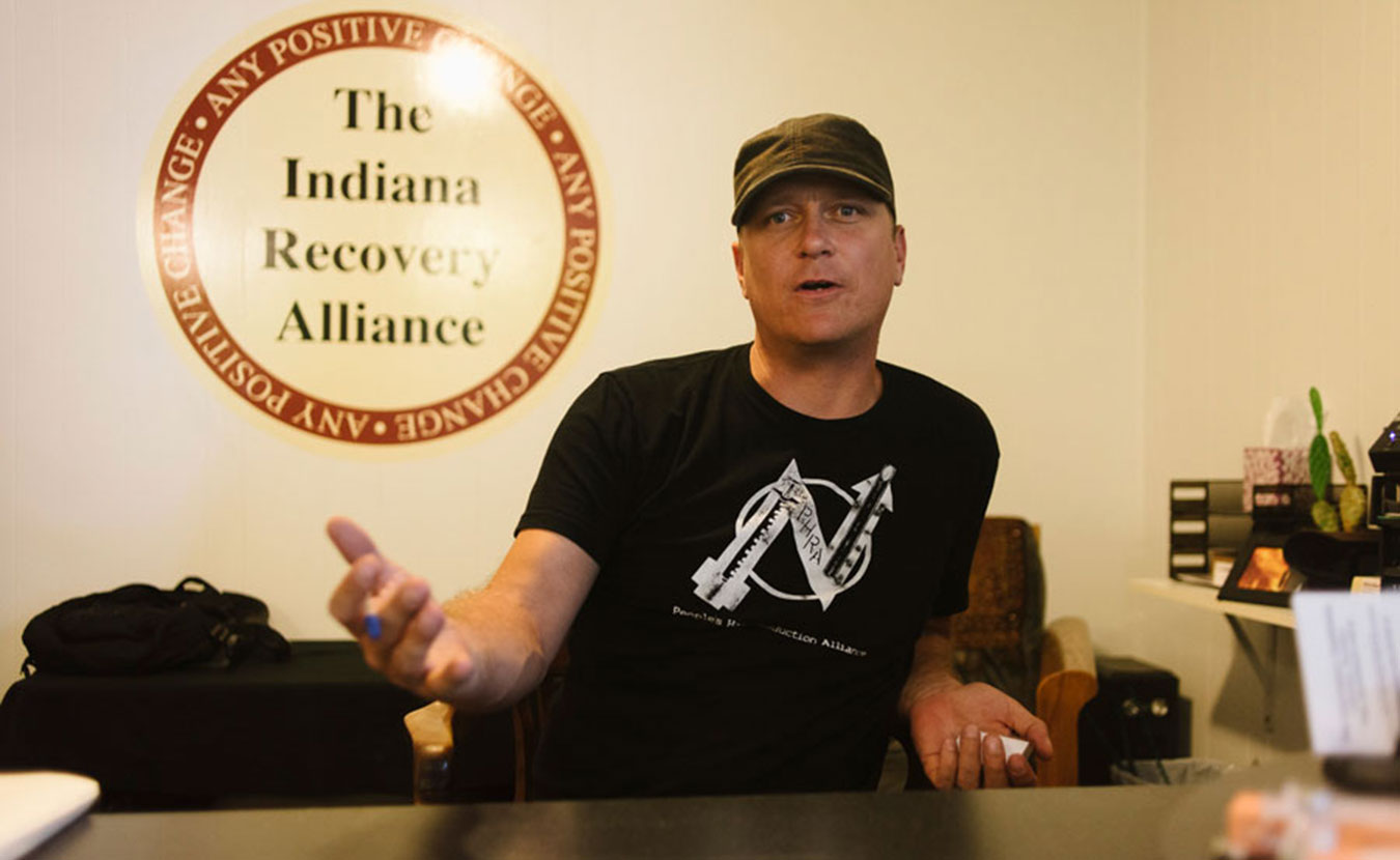 In addition to providing clean intravenous-drug supplies, Christopher Abert, director of Indiana Recovery Alliance (IRA), says he is proud to offer naloxone and overdose-reversal training to first responders. | Photo by Natasha Komoda