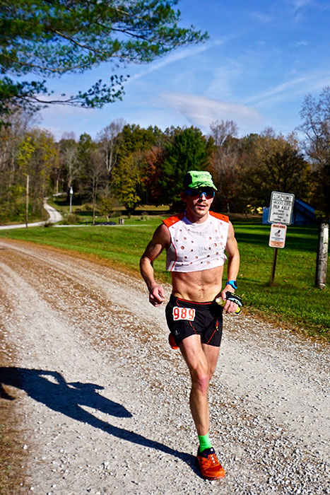 Flaherty during the Tecumseh Marathon. | Photo by Alison Polley