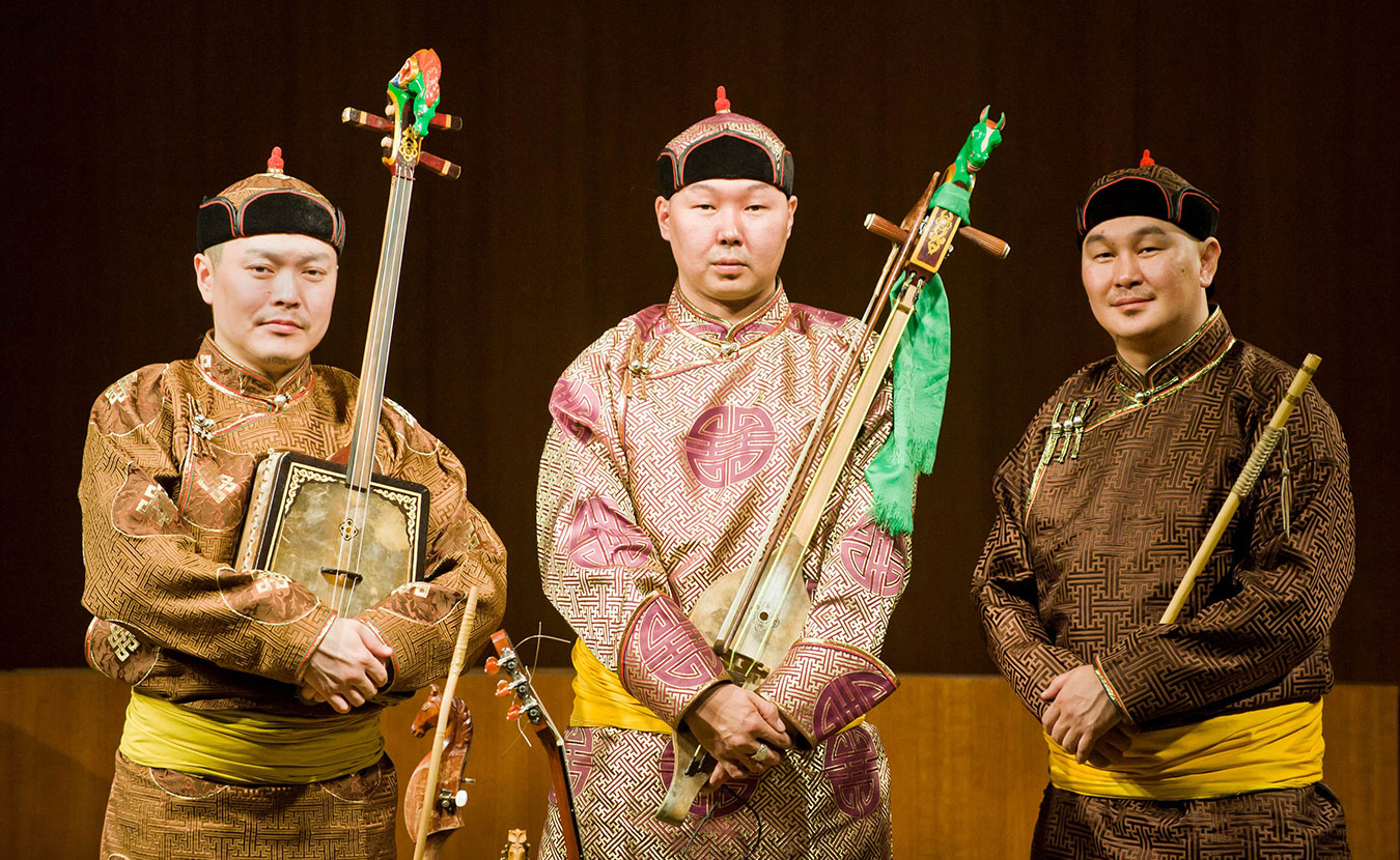 (l-r) Ayan-ool Sam, Bady-Dorzhu Ondar, and Ayan Shirizhik, master throat singers from the Tuvan ensemble Alash, will also be performing at this year's Lotus. | Courtesy photo