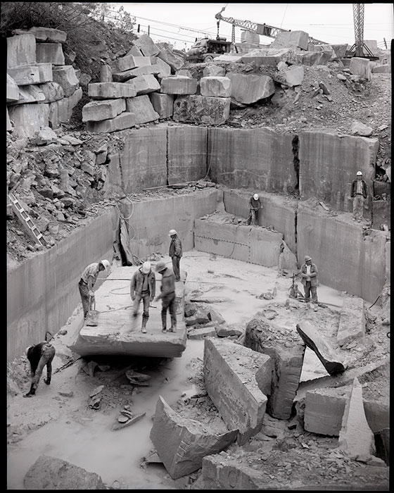 This photo by Jeffrey Wolin shows the last day of quarry season at the Independent Limestone quarry in 1983. This is one of many photographs Wolin took for his book, with text by Scott Russell Sanders, on the Indiana limestone industry, "Stone Country." | Photo by Jeffrey Wolin