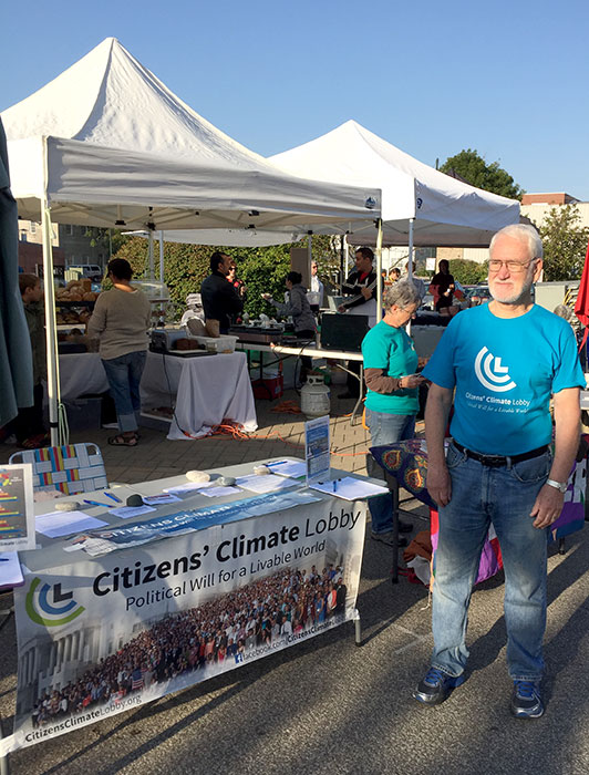 Lee Ehman, a retired IU education professor, had never volunteered for an environmental group before the 2016 election. He now serves on CCL’s Trey Hollingsworth lobby team, organizes tabling at the Bloomington Community Farmers’ Market, and writes letters to the editor about climate change. | Limestone Post