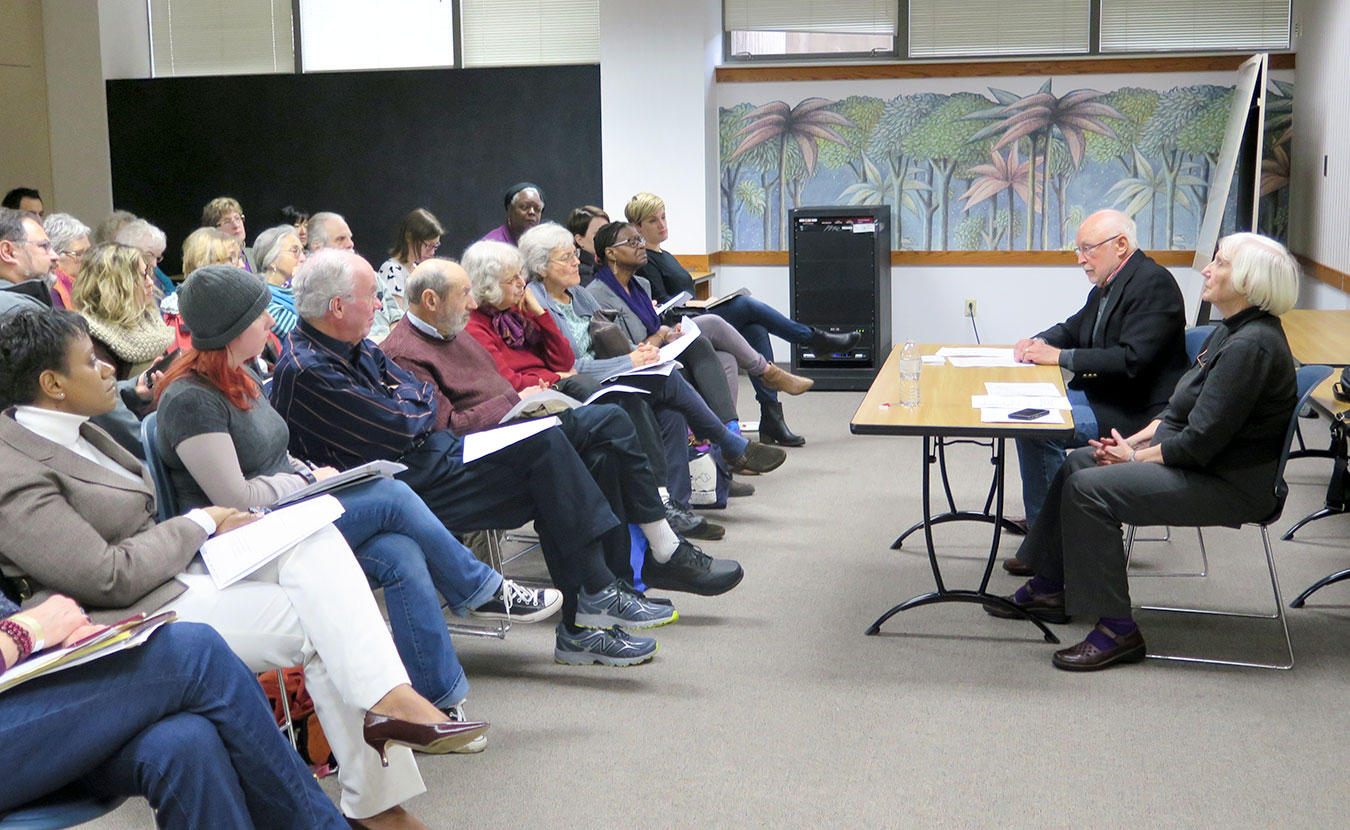 Former Bloomington Mayor Tomi Allison (far right) and Indiana University Professor Emeritus Jim Allison (second from right) say our democracy is in urgent need of reform to give voices back to the majority of Americans. At <a href="https://www.limestonepostmagazine.com/democratic-reforms-needed-for-your-vote-to-count/" target="_blank">Inaugurate the Revolution</a> last year, the Allisons discussed gerrymandering as one of the key reforms needed. | Limestone Post