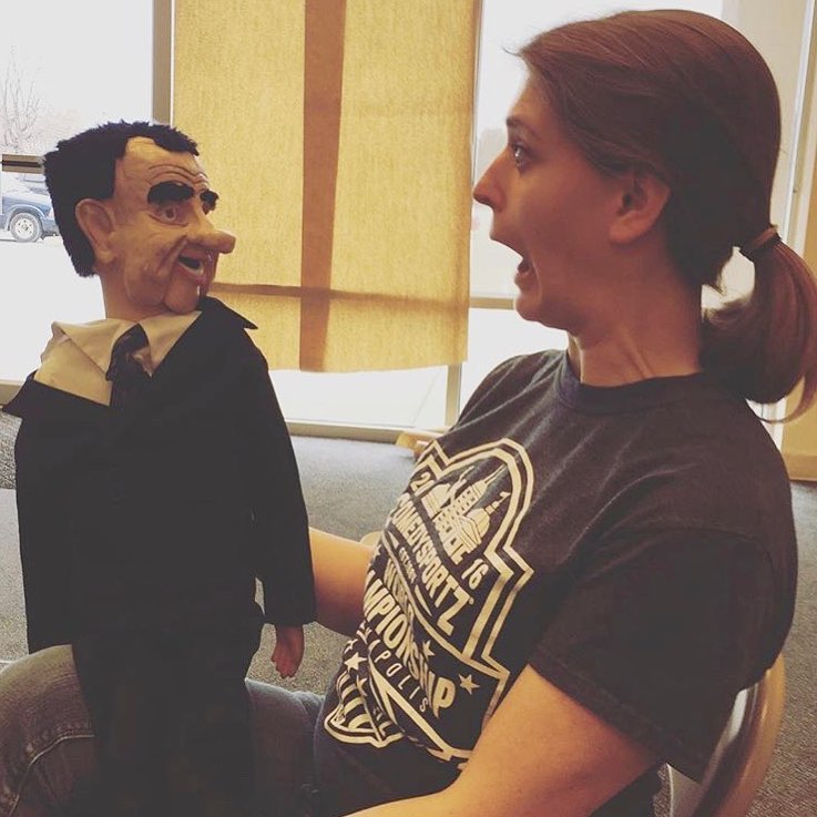 "What comedy show would be complete without a Richard Nixon ventriloquist dummy? None," says director Jesse Bernstein. A Nixon dummy is pictured here with actor Frankie Bolda.