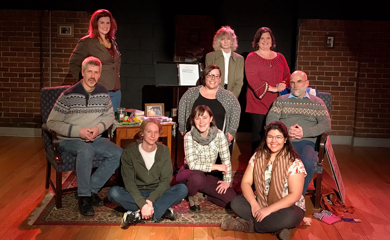 The cast and crew of the On Reproductive Rights show, the second installment of the Ivy Tech Storytelling Series. Back row: Emily Solt McGee, Kate Braun, and Shannon O'Connor Starks. Front, clockwise from left: Forrest Gilmore, Tabitha Burton, Steve Scott, Kaila Day, Aubrey Seader, and Joel Watson. | Courtesy photo