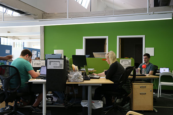 Hanapin Marketing "virtually runs itself," which allows East to work with new tech start-ups. Pictured here are Hanapin employees (l-r) Tanner Schroeder, Haley Carpenter, Aaron Childs. | Courtesy photo