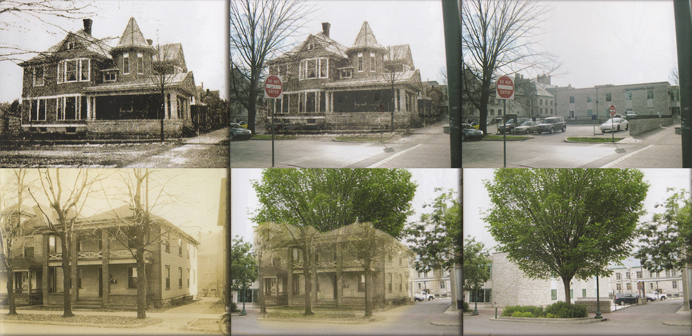 These images appear in Richey's "Bloomington: Then & Now." Old homes along East Kirkwood, such as 222 E. Kirkwood (top) and 206 and 208 E. Kirkwood (bottom), were frequently torn down to create parking spaces. Bloomington is currently going through another shift, with many of these parking lots being turned into apartments and hotels. | Courtesy images