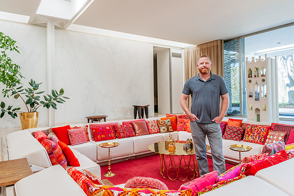Ben Wever, site manager of the Miller House and Garden, stands inside the iconic conversation pit. | Photo by Adam Reynolds