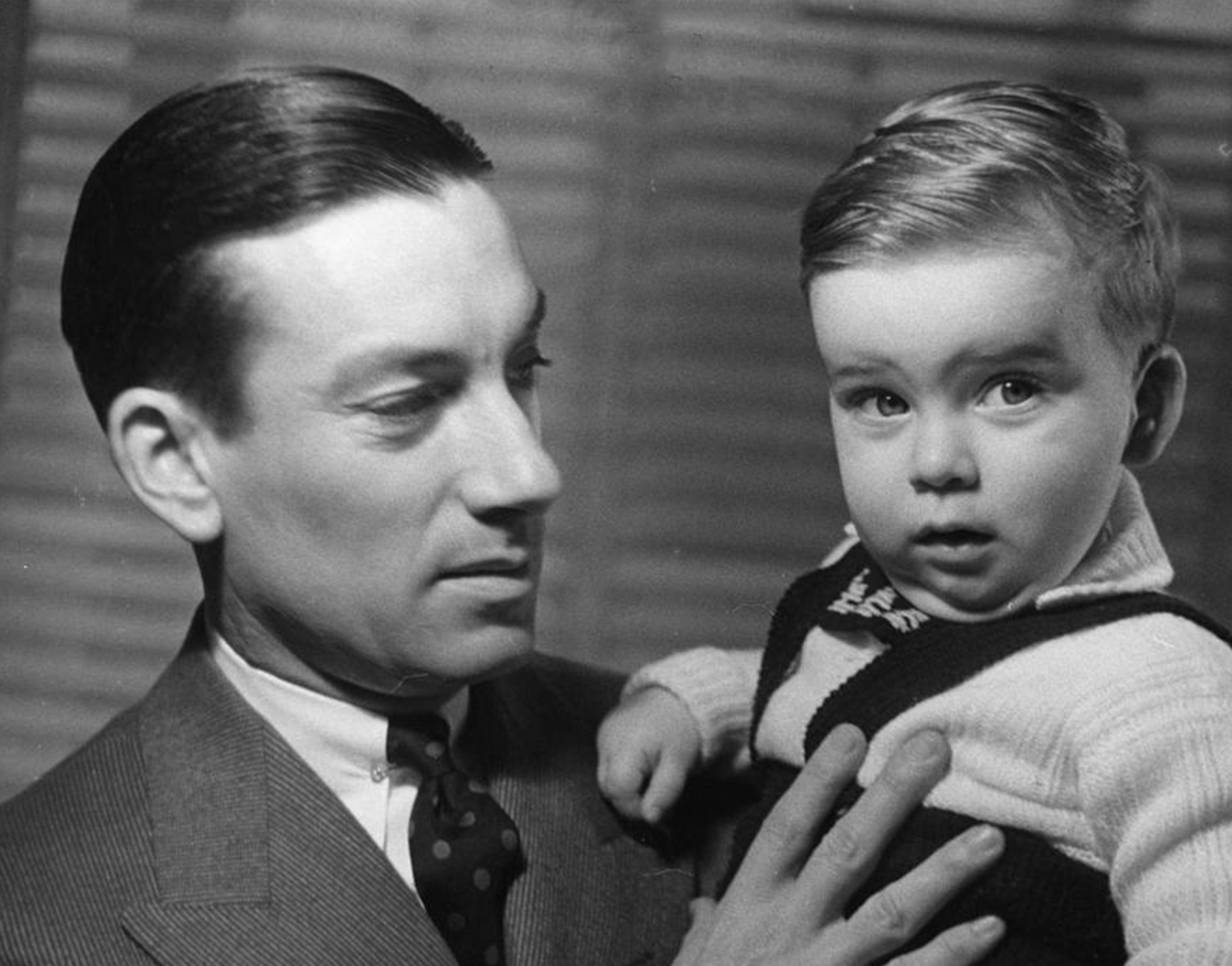 Hoagy Carmichael holds son Hoagy Bix in the early 1940s. More recently, Hoagy Bix was in town for IU Theatre’s production of "Stardust Road: A Hoagy Carmichael Musical Journey," and he talked with writer Michael G. Glab about growing up in Hollywood, his famous namesakes (Hoagy and Bix), and the musical that is premiering in Bloomington. | HC Series 3, Box 3, item 33. Hoagy Carmichael Collection, Archives of Traditional Music, Indiana University