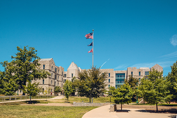 Mweze says this photo of Hickory Hall, part of Indiana University's Union Street on-campus apartments, captures his 'Limestone, Blues & Greens' photo series theme. | Photo by Francis Shok Mweze