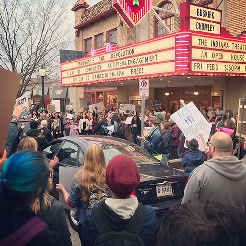 Hollett explains that there can be "deep rifts in policy and beliefs that can occur among people who otherwise identify as leftists of some kind." Pictured here in January 2017, local activists and residents came together during the Inaugurate the Revolution event in protest of Trump's election. | Photo by Mike Karlin