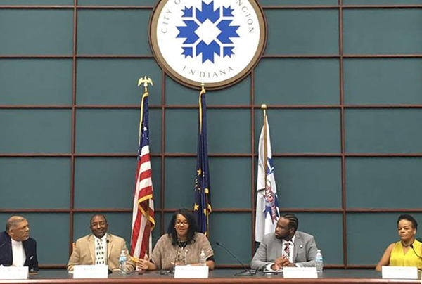 Booker, second from right, during The Power of the Black Vote, an event at City Hall on September 8 put on by Black Democrats and co-hosted by Black Lives Matter. | Courtesy photo