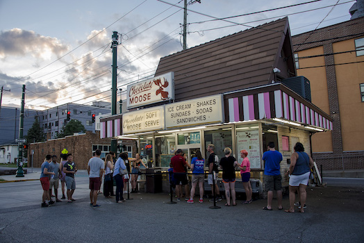 Before the iconic Chocolate Moose building was torn down, Sarah Gordon wrote a story for Limestone Post about how market forces can influence a community’s sense of place. | Photo by Natasha Komoda