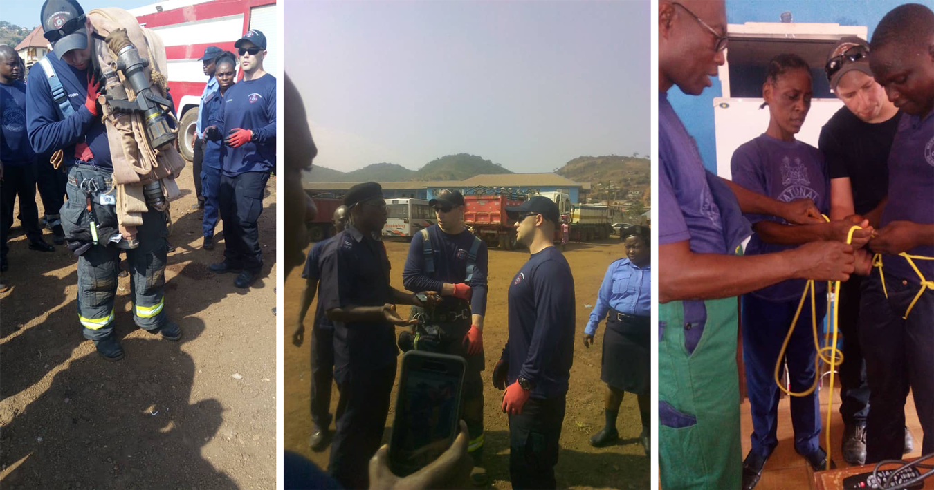 Bloomington firefighters conducted field training exercises with the Sierra Leone Fire Force. | Courtesy photo