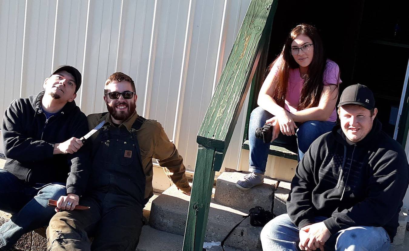 James Ian Mair and James Stevenson have been making films in Greene County since they were ten years old. Their company, Moonlight Films, produces mostly horror movies, relying heavily on local talent to put the production together. (l-r): Deron Morgan, special-effects artist; Ben Mair, actor (and brother of James Ian Mair); Katie Harbridge, actor; James Stevenson, co-founder of Moonlight Films. | Courtesy photo