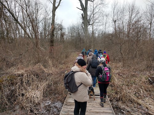 WINGS’s first event was in January, a hike in Flatwoods Park just west of Ellettsville, in 15-degree weather. | Photo by Jill Vance