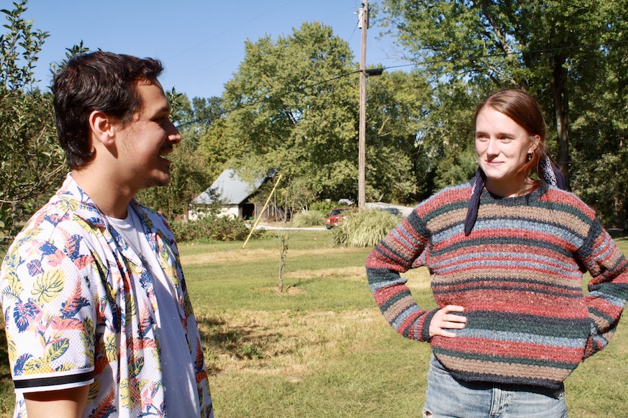 César Pinzón (left) and Nancy Kimball are glad for the opportunity to be creating art with others in-person. | Photo by Grayson Pitts